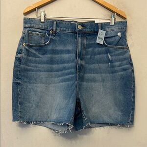 LOFT high waist distressed Boyfriend denim shorts Raw hem Size 14P New